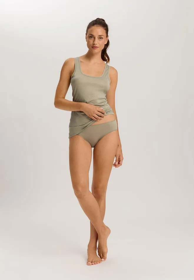 Round Neck Cotton Tank Top Crystal Green Women HANRO Lounge Tops