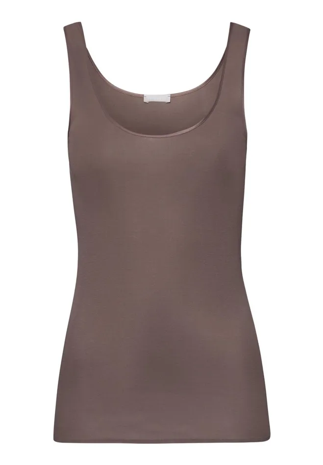 Round Neck Cotton Tank Top Stonewash Women HANRO Tank Tops