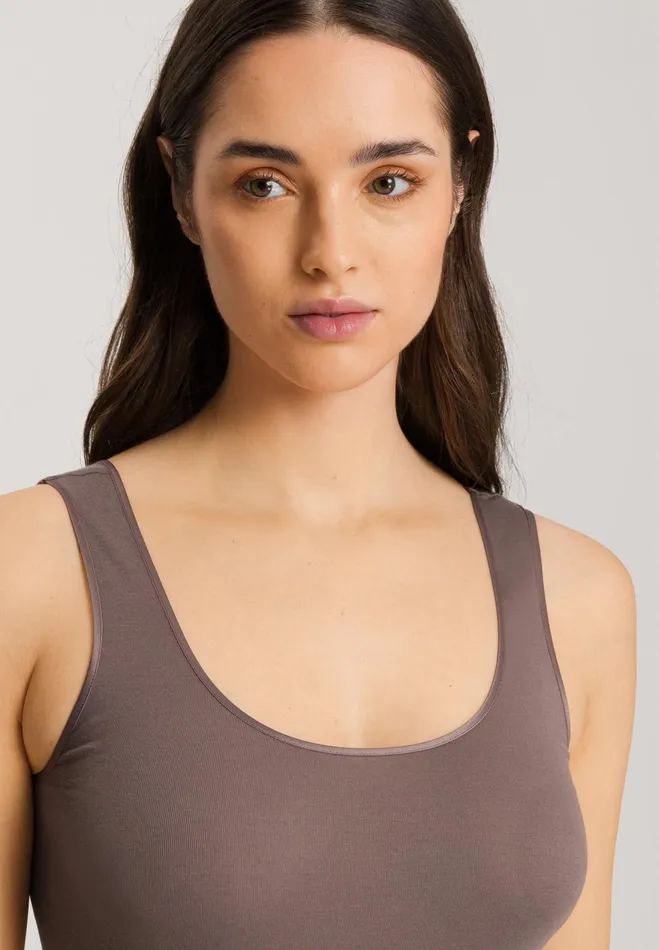 Round Neck Cotton Tank Top Stonewash Women HANRO Tank Tops
