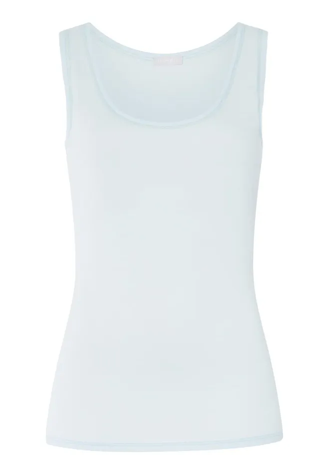 Round Neck Cotton Tank Top Whispering Blue Women HANRO Tank Tops
