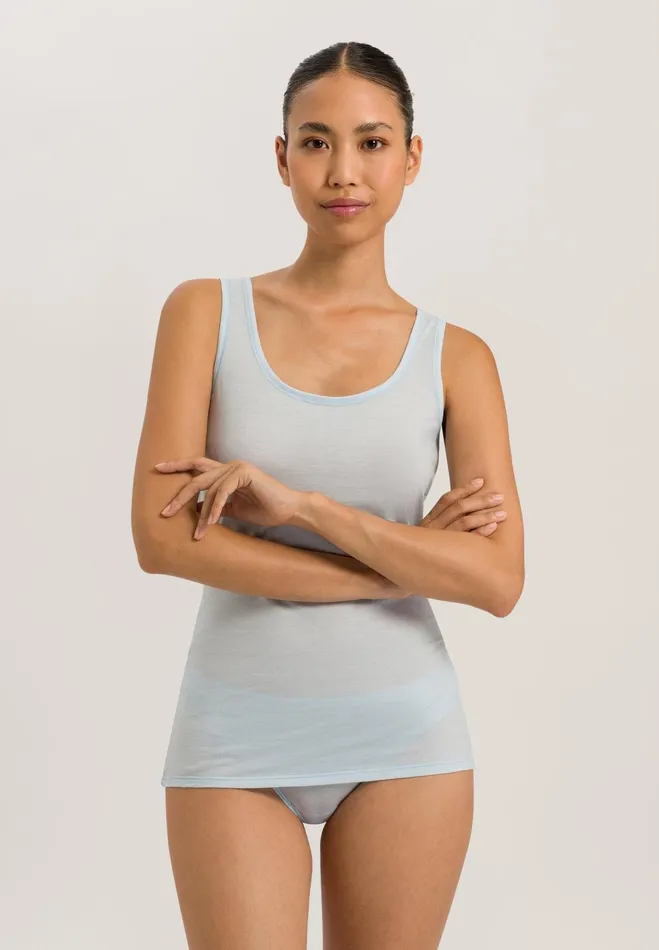 Round Neck Cotton Tank Top Whispering Blue Women HANRO Tank Tops