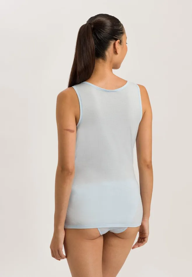 Round Neck Cotton Tank Top Whispering Blue Women HANRO Tank Tops