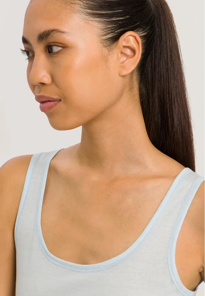 Round Neck Cotton Tank Top Whispering Blue Women HANRO Tank Tops