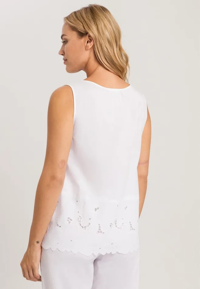 Round Neck Cotton Tank Top White Women HANRO Lounge Tops