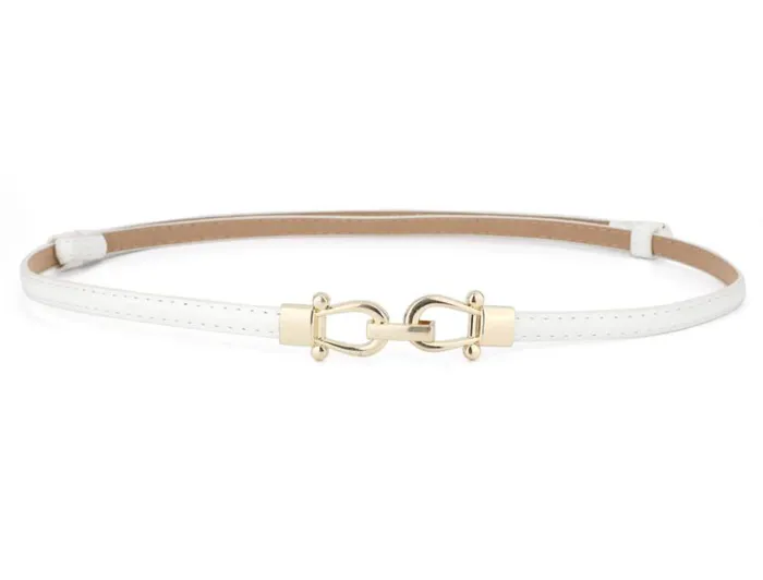 RWandCO Belts Allegra K Adjustable Thin High Waist Belt Round Buckle Whitedouble Round Buckle 8211 Women