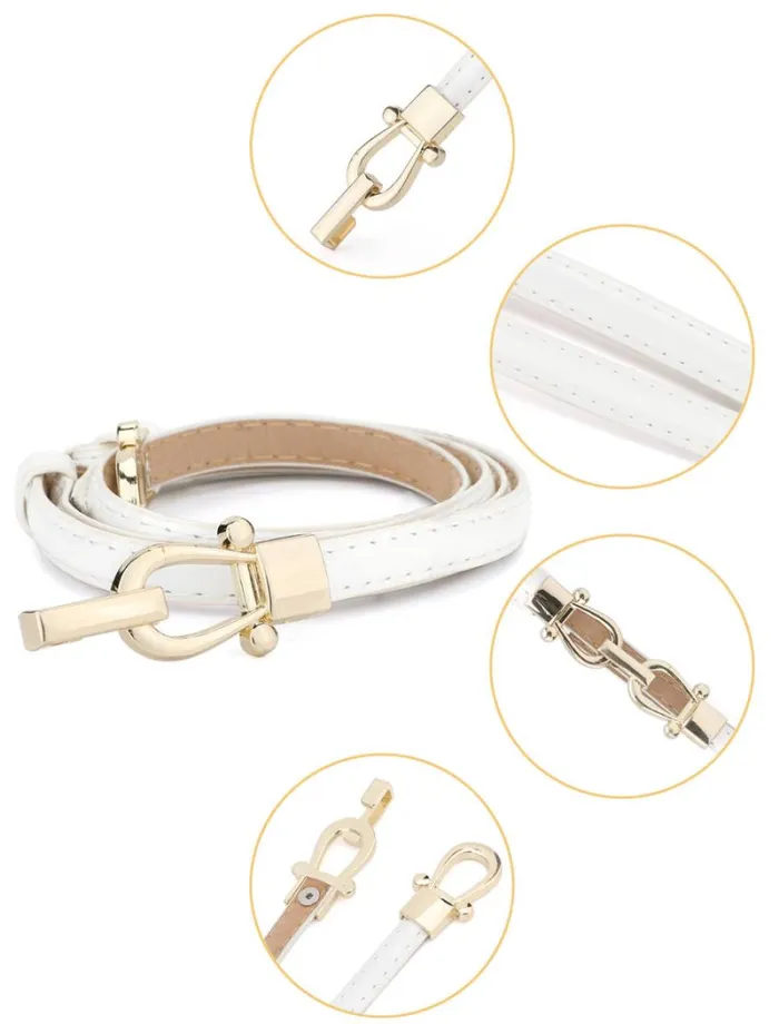 RWandCO Belts Allegra K Adjustable Thin High Waist Belt Round Buckle Whitedouble Round Buckle 8211 Women RWandCO Belts Allegra K Adjustable Thin High Waist Belt Round Buckle Whitedouble Round Buckle 8211 Women