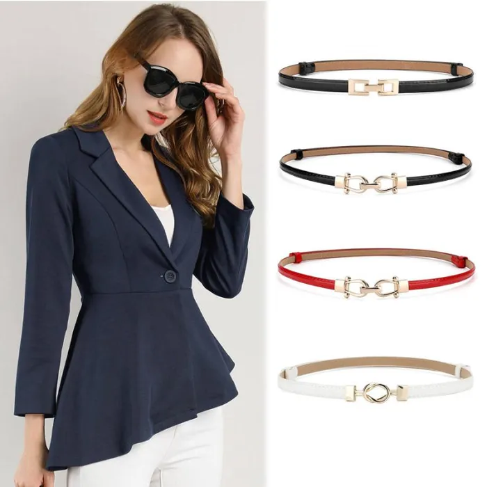 RWandCO Belts Allegra K Adjustable Thin High Waist Belt Round Buckle Whitedouble Round Buckle 8211 Women RWandCO Belts Allegra K Adjustable Thin High Waist Belt Round Buckle Whitedouble Round Buckle 8211 Women
