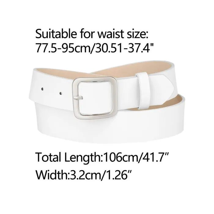 RWandCO Belts Allegra K Square Pin Silver Buckle Wide Leather Waist Belt Whitesilvery Buckle 8211 Women RWandCO Belts Allegra K Square Pin Silver Buckle Wide Leather Waist Belt Whitesilvery Buckle 8211 Women