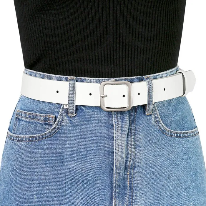 RWandCO Belts Allegra K Square Pin Silver Buckle Wide Leather Waist Belt Whitesilvery Buckle 8211 Women RWandCO Belts Allegra K Square Pin Silver Buckle Wide Leather Waist Belt Whitesilvery Buckle 8211 Women