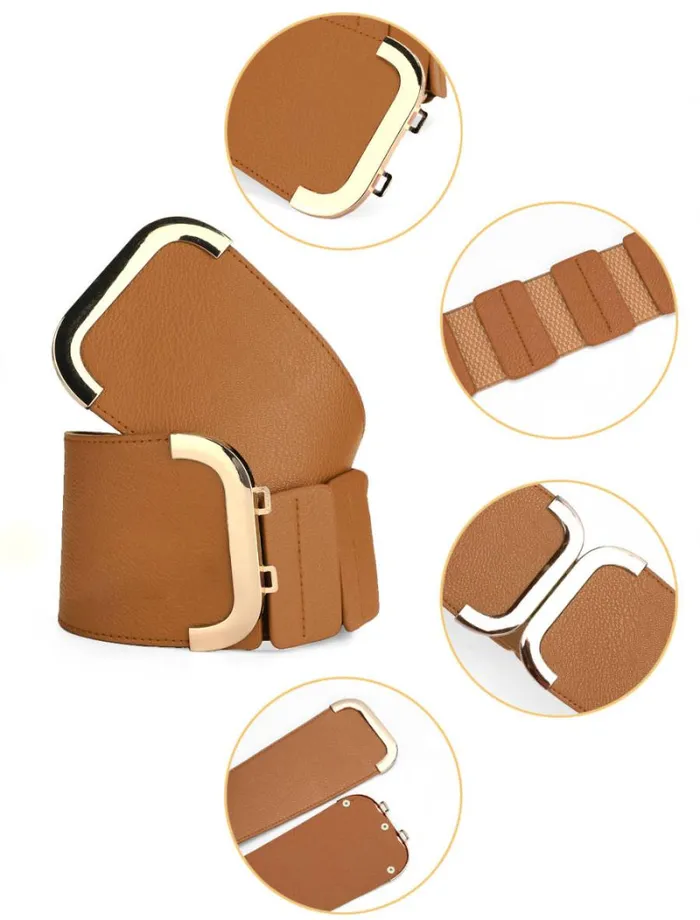 RWandCO Belts Allegra K Textured Faux Leather Stretchy Cinch Waist Belt Brown 8211 Women RWandCO Belts Allegra K Textured Faux Leather Stretchy Cinch Waist Belt Brown 8211 Women