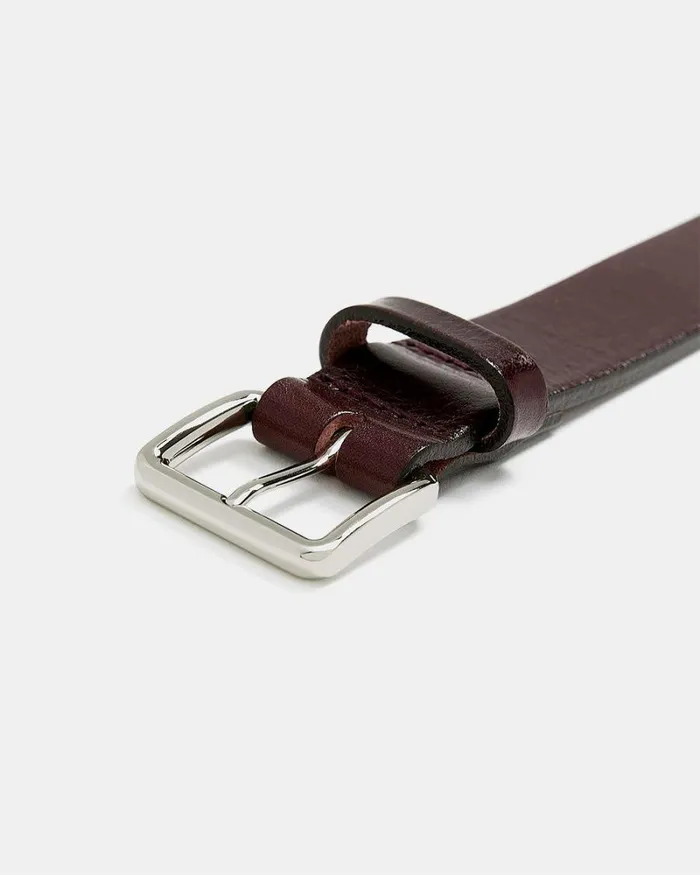 RWandCO Belts Burgundy Leather Belt With Square Buckle Burgundy 8211 Women RWandCO Belts Burgundy Leather Belt With Square Buckle Burgundy 8211 Women