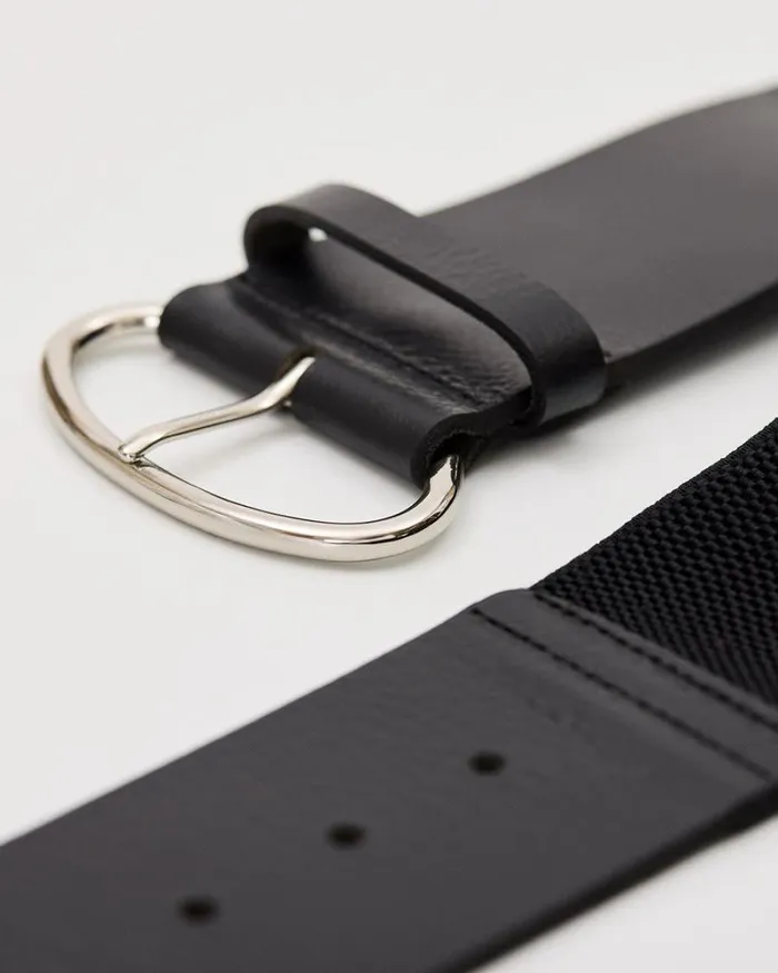 RWandCO Belts Large Elastic Faux Leather Waist Belt Black 8211 Women RWandCO Belts Large Elastic Faux Leather Waist Belt Black 8211 Women
