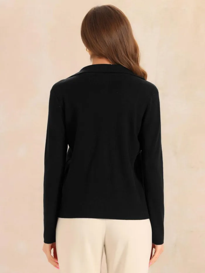 RWandCO Blazers Allegra K 8211 Button Front Sweater Blazer Jacket Black 8211 Women