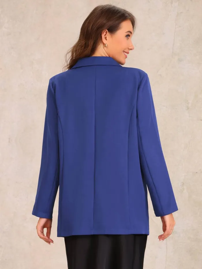 RWandCO Blazers Allegra K 8211 Open Front Long Sleeve Work Blazer Blue 8211 Women