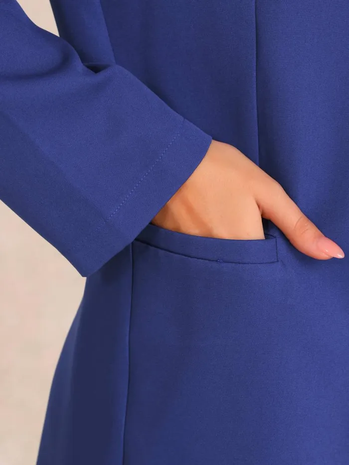RWandCO Blazers Allegra K 8211 Open Front Long Sleeve Work Blazer Blue 8211 Women