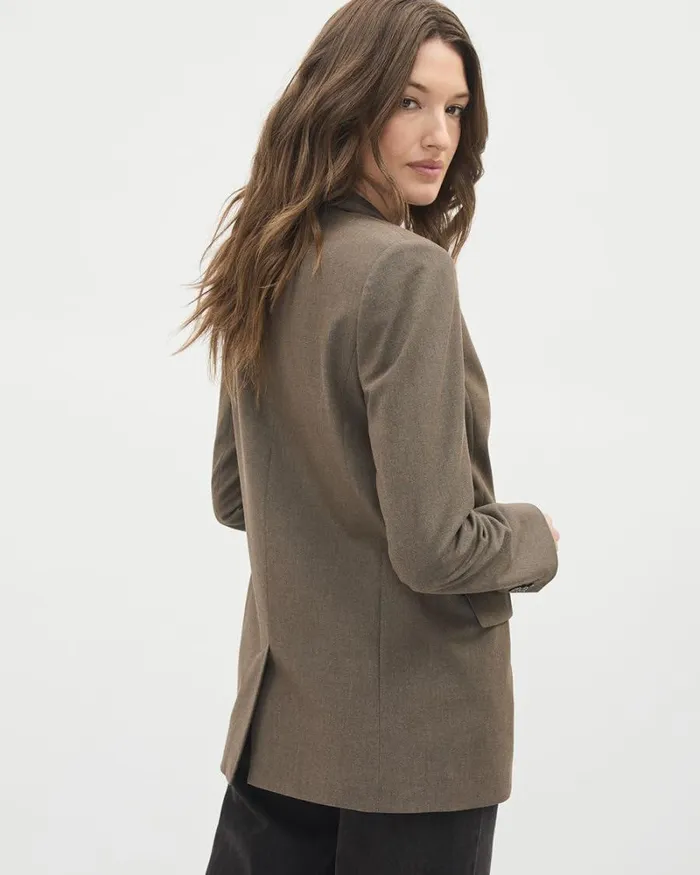 RWandCO Blazers Brown DoubleBreasted WoolBlend Blazer Brown Mix 8211 Women RWandCO Blazers Brown DoubleBreasted WoolBlend Blazer Brown Mix 8211 Women
