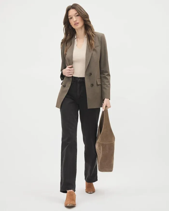 RWandCO Blazers Brown DoubleBreasted WoolBlend Blazer Brown Mix 8211 Women RWandCO Blazers Brown DoubleBreasted WoolBlend Blazer Brown Mix 8211 Women