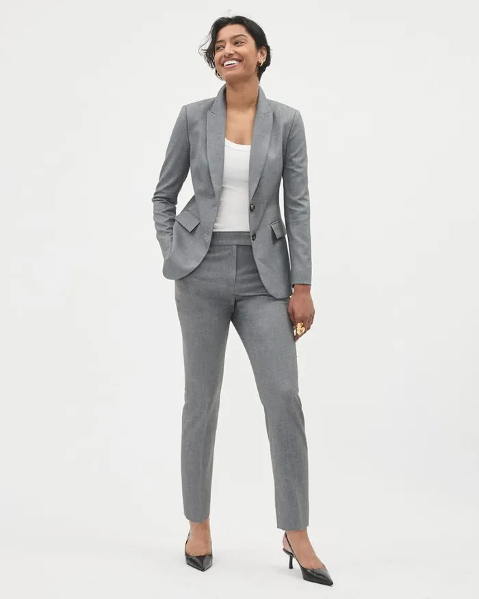RWandCO Blazers Grey TwoButton Fitted Blazer Medium Grey Mix 8211 Women RWandCO Blazers Grey TwoButton Fitted Blazer Medium Grey Mix 8211 Women