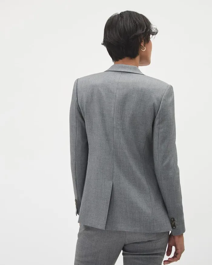 RWandCO Blazers Grey TwoButton Fitted Blazer Medium Grey Mix 8211 Women RWandCO Blazers Grey TwoButton Fitted Blazer Medium Grey Mix 8211 Women