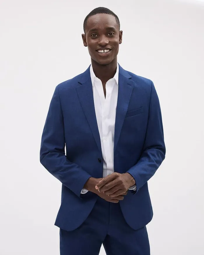 RWandCO Blazers Medium Blue Wool Essential Blazer Medium Blue 8211 Men
