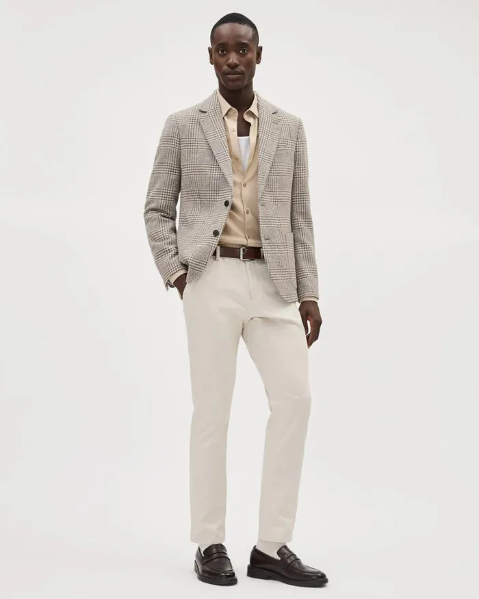 RWandCO Blazers SlimFit Plaid Blazer Taupe 8211 Men RWandCO Blazers SlimFit Plaid Blazer Taupe 8211 Men