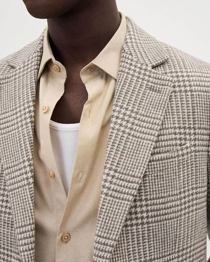 RWandCO Blazers SlimFit Plaid Blazer Taupe 8211 Men RWandCO Blazers SlimFit Plaid Blazer Taupe 8211 Men