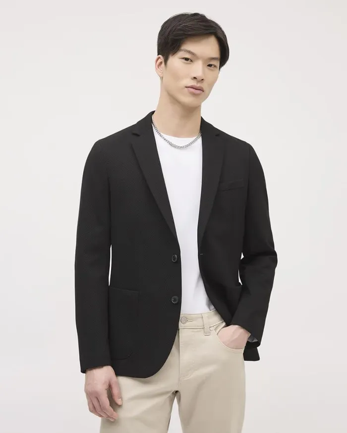 RWandCO Blazers SlimFit Textured Knit Blazer Black 8211 Men