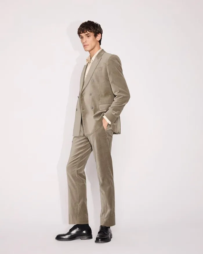 RWandCO Blazers TailoredFit DoubleBreasted Velvet Suit Blazer Champagne 8211 Men RWandCO Blazers TailoredFit DoubleBreasted Velvet Suit Blazer Champagne 8211 Men