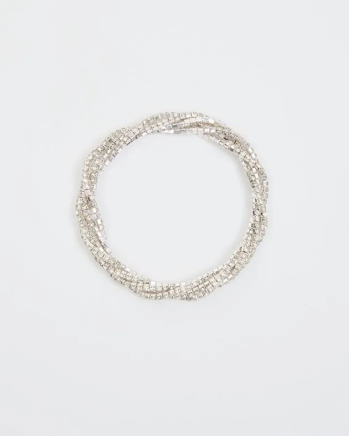 RWandCO Bracelets and Rings Elastic Bracelet With Rhinestones Silver 8211 Women RWandCO Bracelets and Rings Elastic Bracelet With Rhinestones Silver 8211 Women