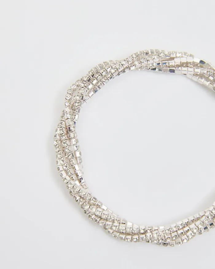 RWandCO Bracelets and Rings Elastic Bracelet With Rhinestones Silver 8211 Women RWandCO Bracelets and Rings Elastic Bracelet With Rhinestones Silver 8211 Women