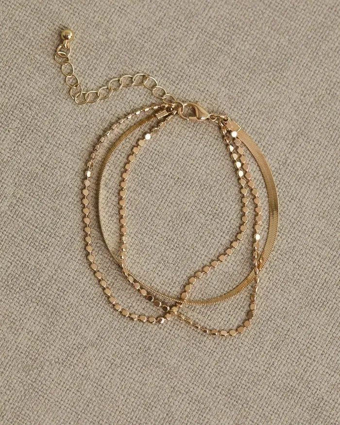 RWandCO Bracelets and Rings ThreeChain Golden Bracelet Gold 8211 Women