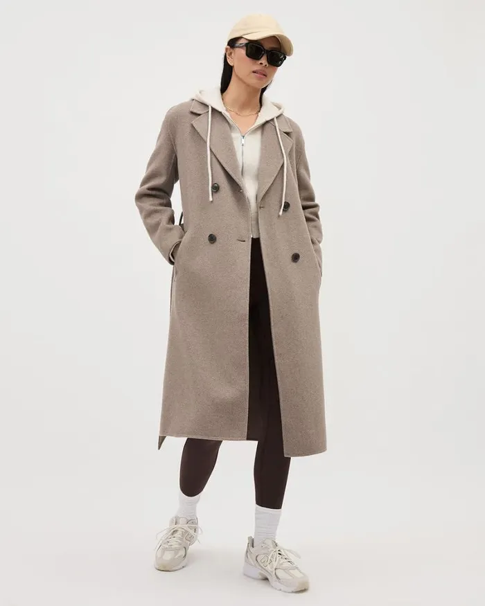 RWandCO Coats and Jackets DoubleBreasted Long Wool Coat Fungi 8211 Women RWandCO Coats and Jackets DoubleBreasted Long Wool Coat Fungi 8211 Women