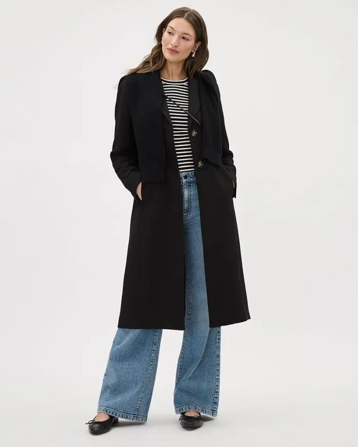RWandCO Coats and Jackets Fitted Long Twill Coat Black 8211 Women