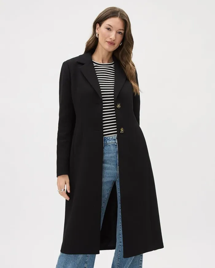 RWandCO Coats and Jackets Fitted Long Twill Coat Black 8211 Women