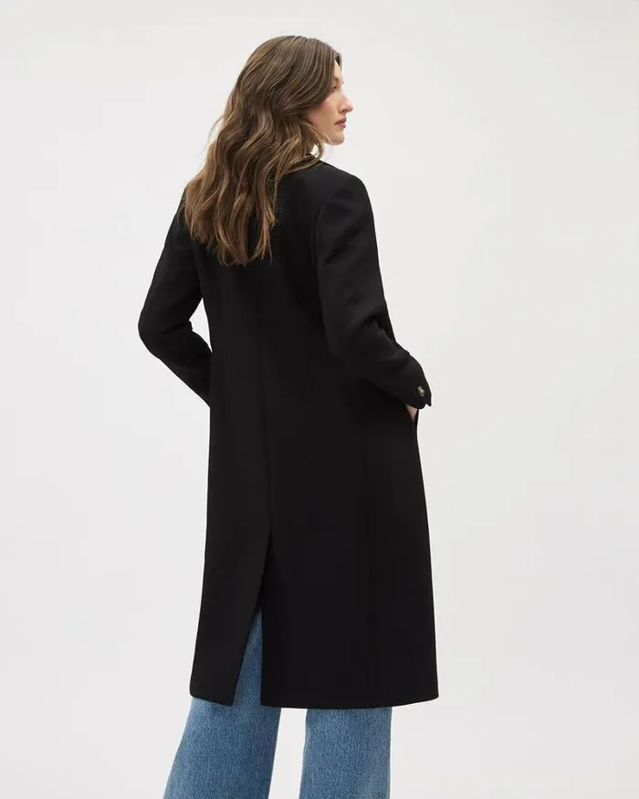RWandCO Coats and Jackets Fitted Long Twill Coat Black 8211 Women