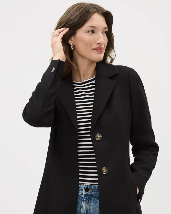 RWandCO Coats and Jackets Fitted Long Twill Coat Black 8211 Women