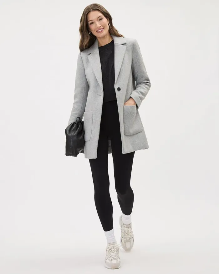 RWandCO Coats and Jackets OneButton Wool Jacket Light Grey Mix8211 8211 Women