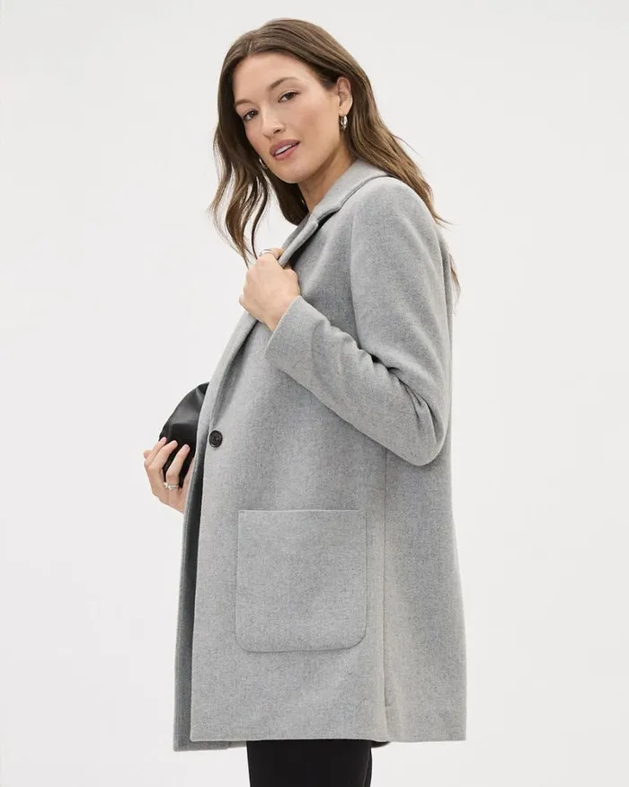 RWandCO Coats and Jackets OneButton Wool Jacket Light Grey Mix8211 8211 Women