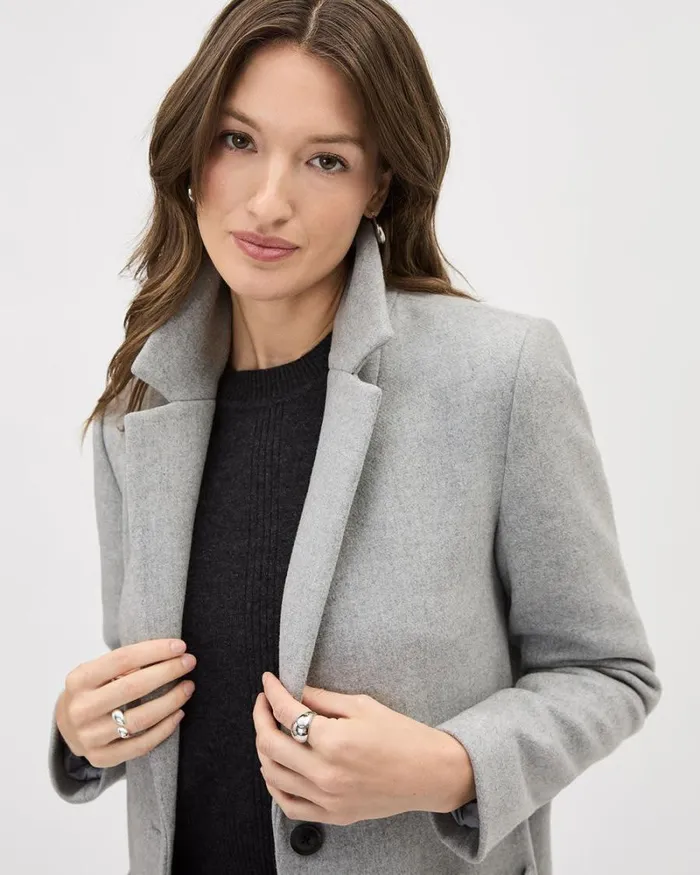 RWandCO Coats and Jackets OneButton Wool Jacket Light Grey Mix8211 8211 Women