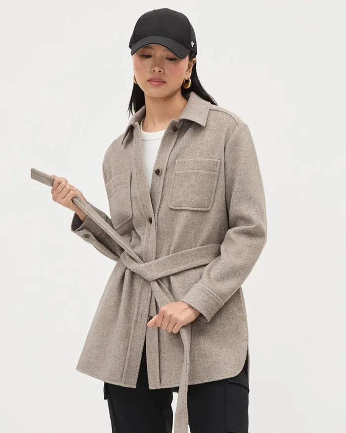 RWandCO Coats and Jackets Textured Twill Shacket Fungi 8211 Women