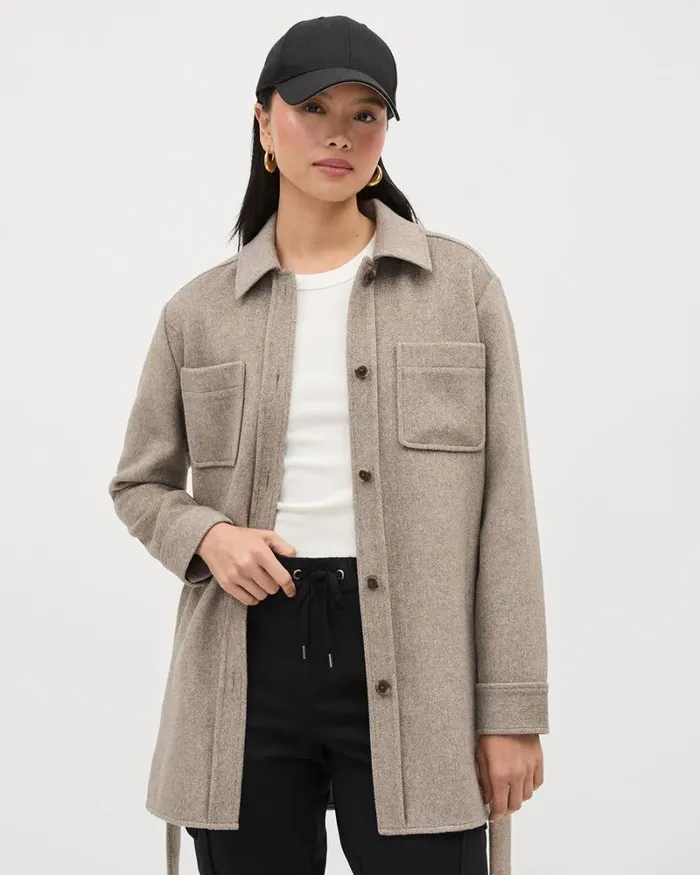 RWandCO Coats and Jackets Textured Twill Shacket Fungi 8211 Women RWandCO Coats and Jackets Textured Twill Shacket Fungi 8211 Women