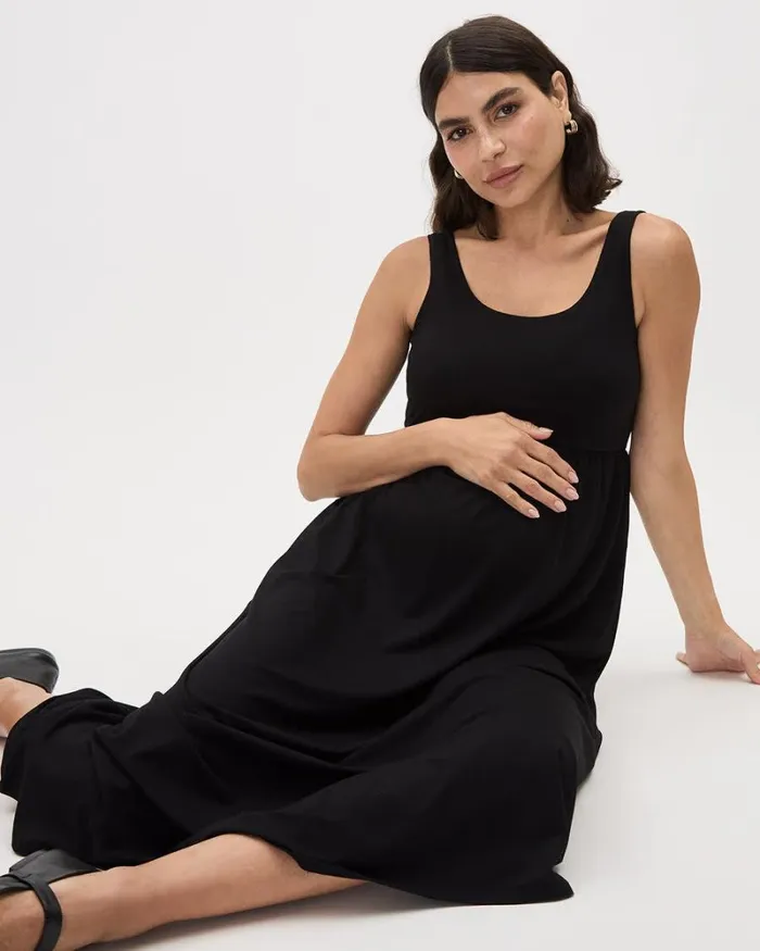 RWandCO Dresses and Jumpsuits Fit And Flare Sleeveless Midi Dress With Pockets 8211 Thyme Maternity Black 8211 Women RWandCO Dresses and Jumpsuits Fit And Flare Sleeveless Midi Dress With Pockets 8211 Thyme Maternity Black 8211 Women