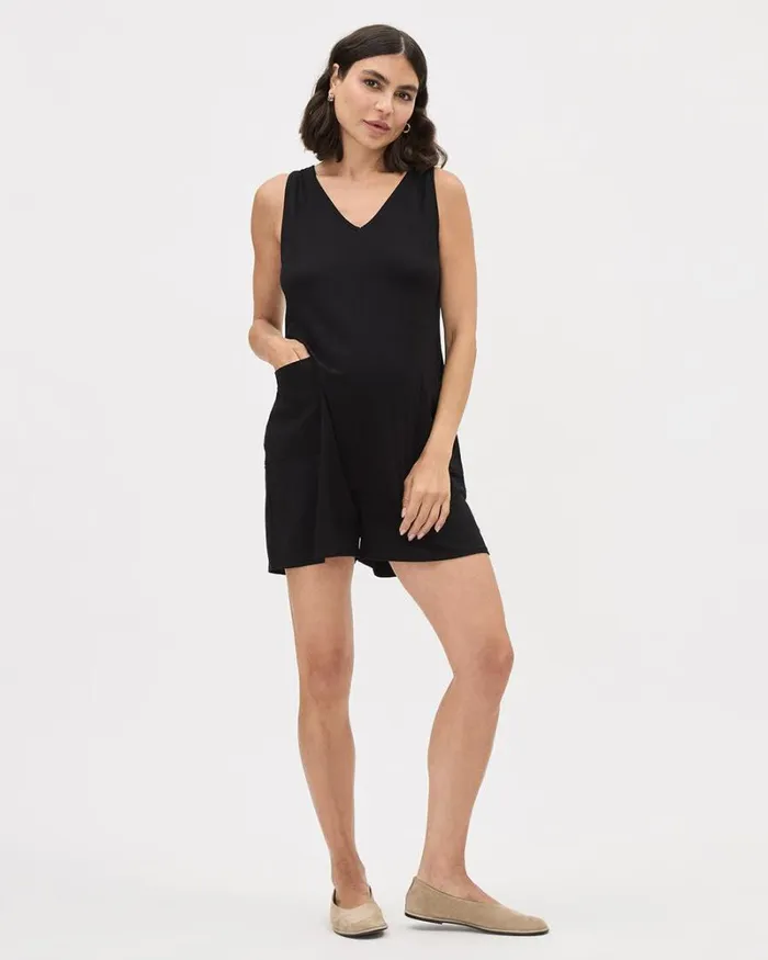RWandCO Dresses and Jumpsuits Sleeveless Nursing Romper 8211 Thyme Maternity Black 8211 Women RWandCO Dresses and Jumpsuits Sleeveless Nursing Romper 8211 Thyme Maternity Black 8211 Women