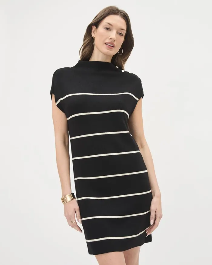 RWandCO Dresses ExtendedSleeve Straight Dress With Funnel Neckline Black Multi 8211 Women RWandCO Dresses ExtendedSleeve Straight Dress With Funnel Neckline Black Multi 8211 Women
