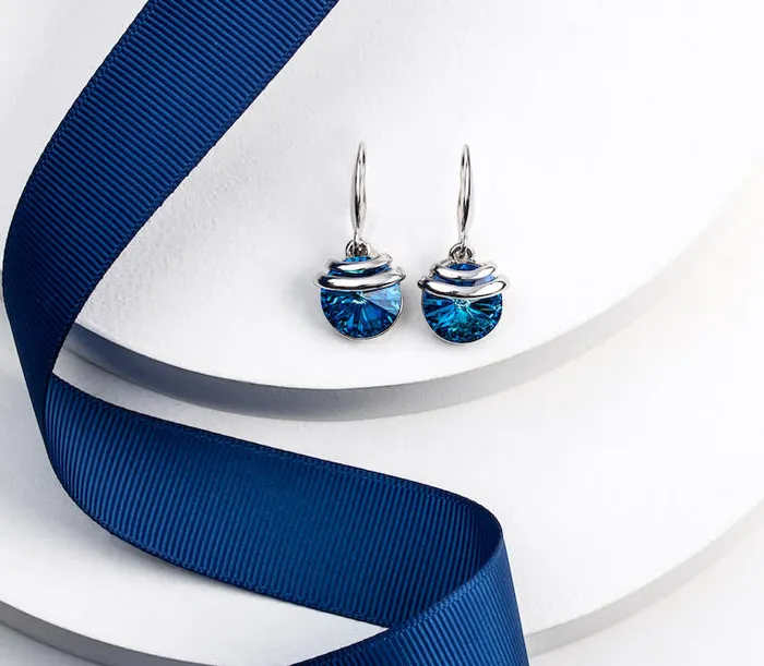 RWandCO Earrings Bermuda Blue Spring Drop Earring Made With Quality Austrian Crystals 8211 MICALLA Dark Blue 8211 Women RWandCO Earrings Bermuda Blue Spring Drop Earring Made With Quality Austrian Crystals 8211 MICALLA Dark Blue 8211 Women