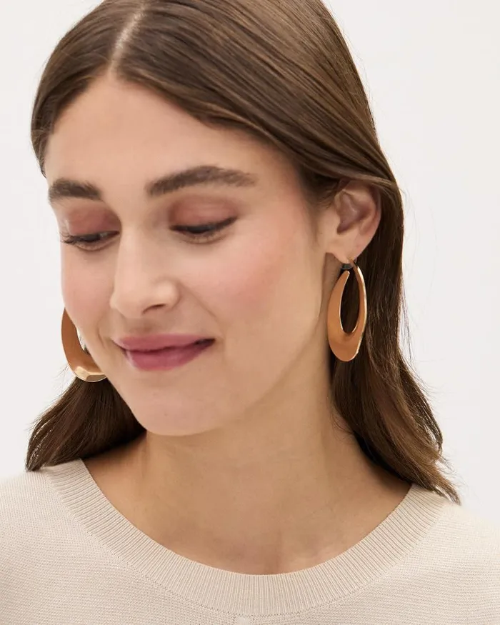 RWandCO Earrings Large Flat Hoops Gold 8211 Women