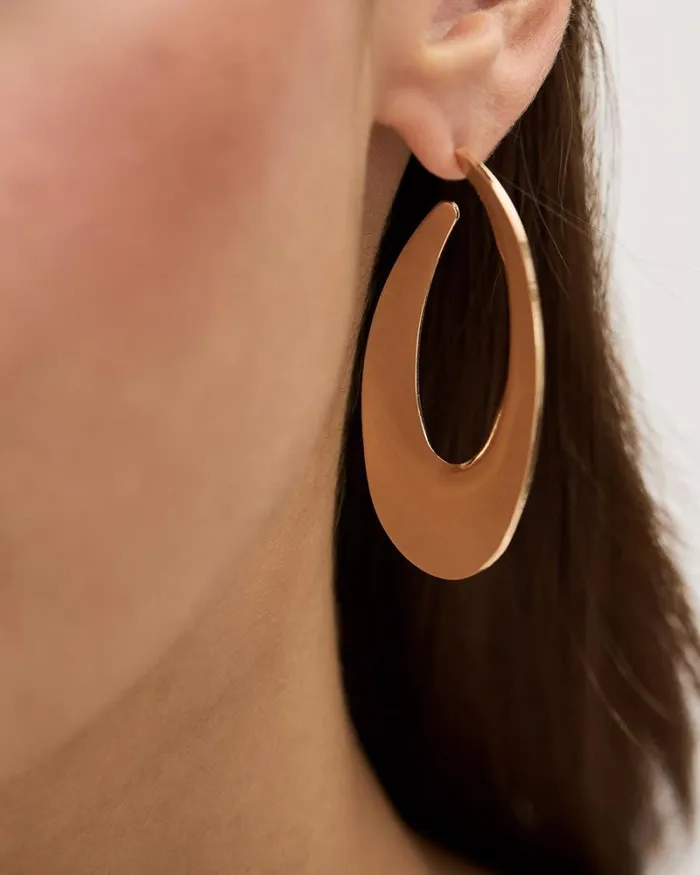 RWandCO Earrings Large Flat Hoops Gold 8211 Women RWandCO Earrings Large Flat Hoops Gold 8211 Women