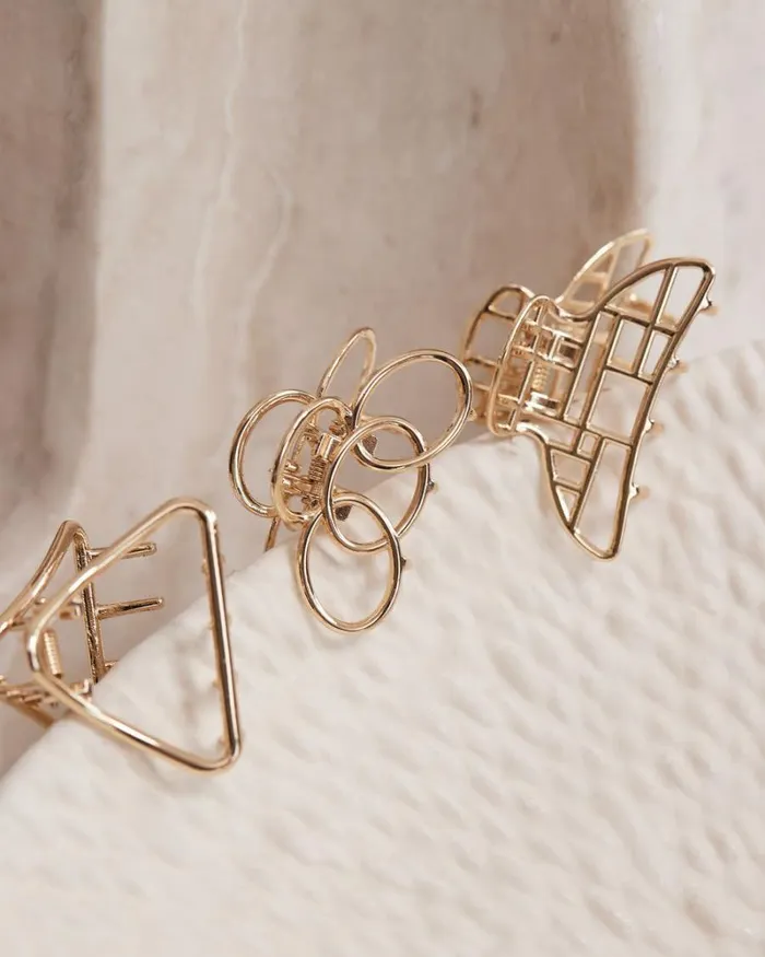 RWandCO Hair Accessories Small Metal Hair Grippers 8211 Set Of 3 Gold 8211 Women RWandCO Hair Accessories Small Metal Hair Grippers 8211 Set Of 3 Gold 8211 Women
