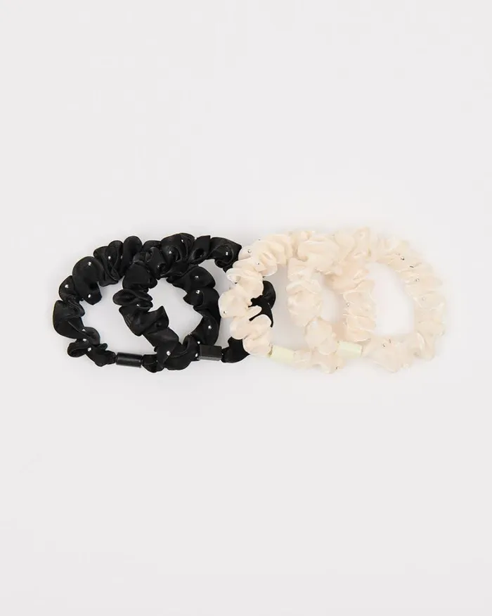 RWandCO Hair Accessories Small Scrunchies With Glitter 8211 Set Of 4 Multicolor 8211 Women