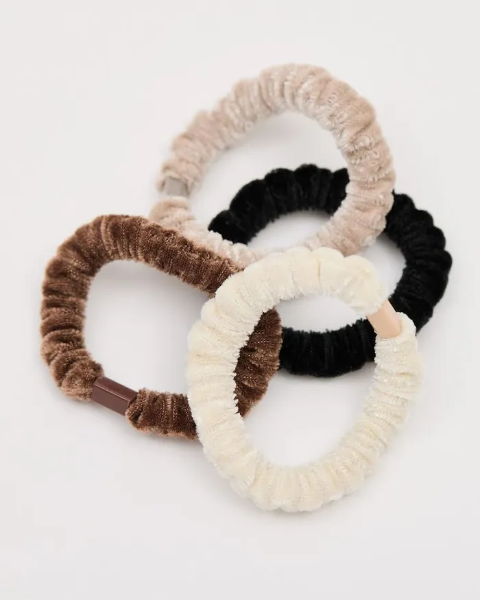 RWandCO Hair Accessories Small Velvet Scrunchies 8211 Set Of 4 Multicolor 8211 Women